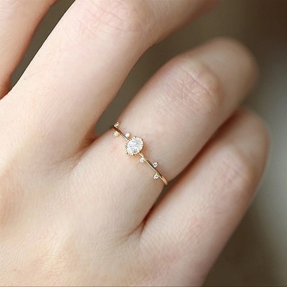 Dainty Crystal Gold Ring - Picture 6 of 6
